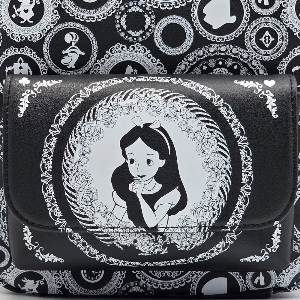 Loungefly Disney Alice In Wonderland Black & White Mini Backpack New